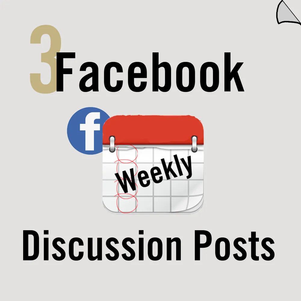 Carousel slide 4: weekly Facebook discussion posts