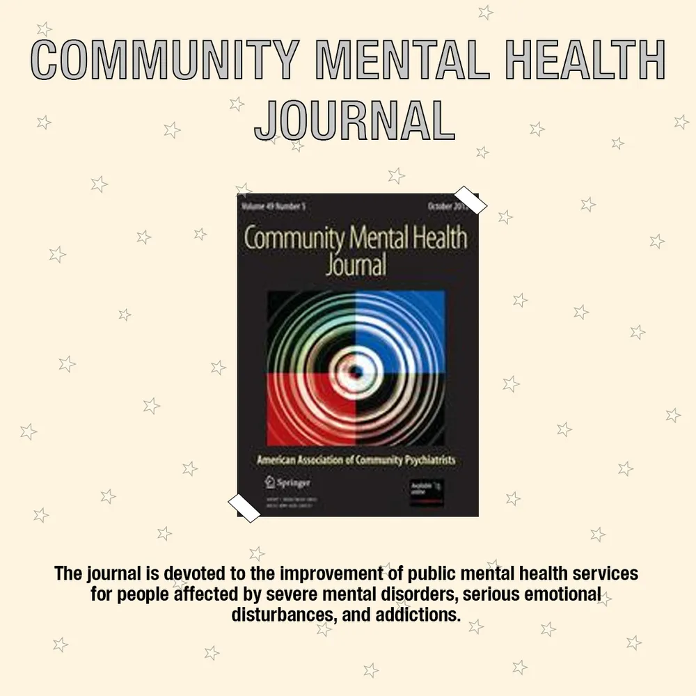 Library graphic spotlighting the Community Mental Health Journal with its cover and a short description